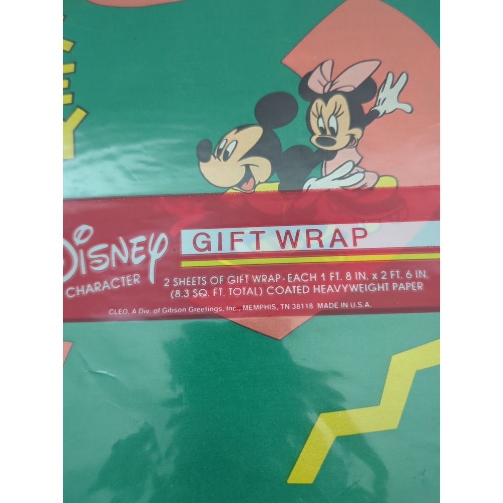 Vintage 80's Disney Gift Wrap by‎ Cleo - (2) 20x30" Sheets - Mickey Minnie Mouse - Picture 2 of 3